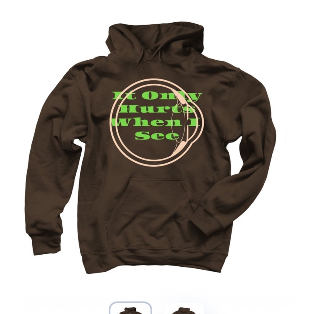 Brown hoodie with photography brand logo